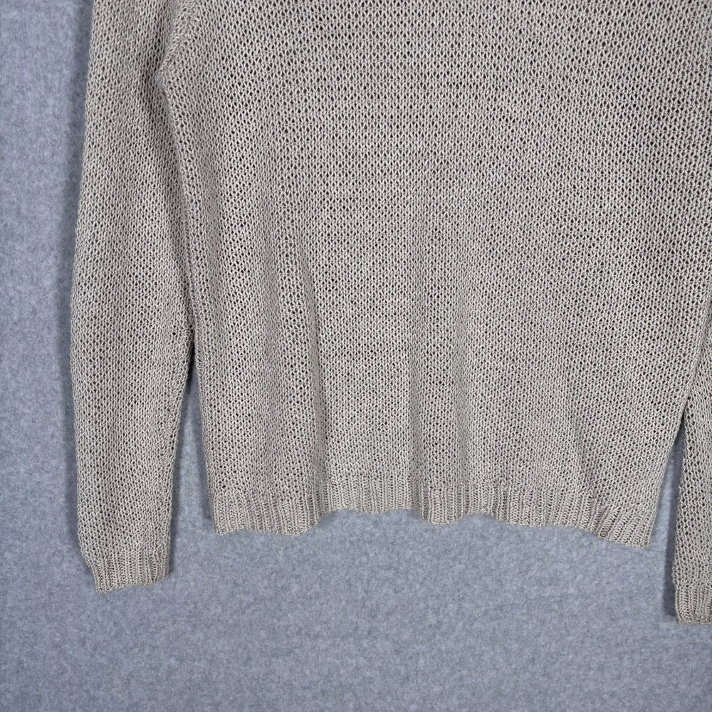 Michael Kors Metallic‎ Thread Open Back Sweater Small Sheer Knit Neutral Shimmer